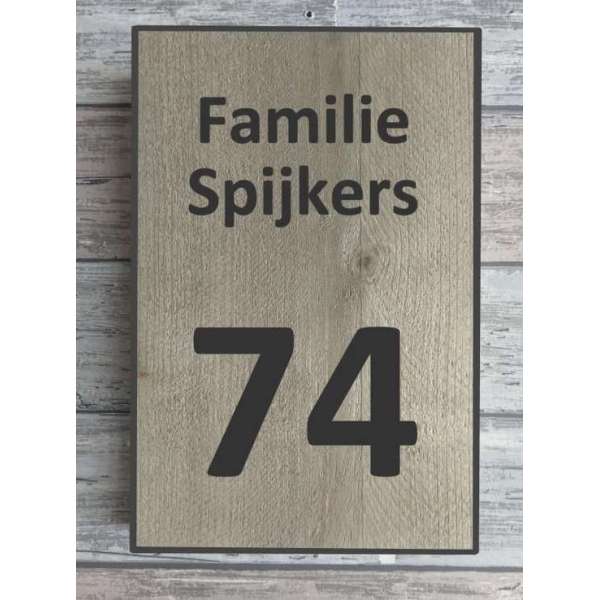 Naambordje voordeur steigerhout met witte of antraciete rand | houten naambord 30x20 cm Naambordje voordeur steigerhout met witte of antraciete rand | houten naambord 30x20 cm
