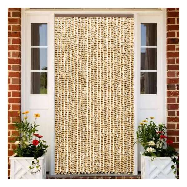 vidaXL Vliegengordijn 100x220 cm chenille beige en bruin