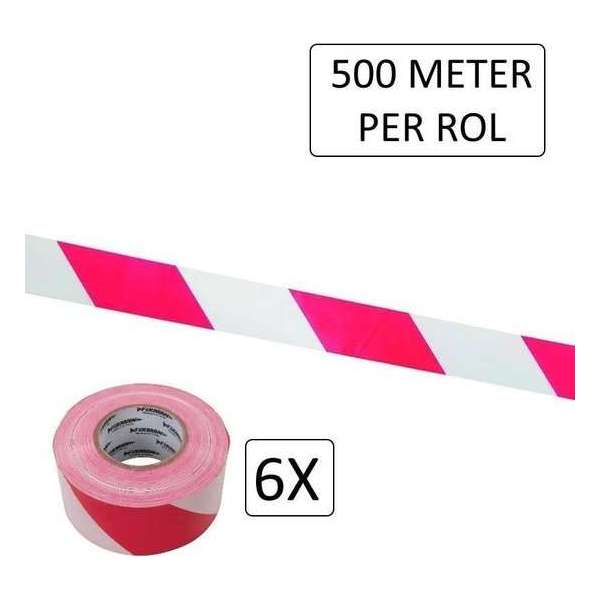 Fixman Afzetlint Rood/Wit 70mm x 500 Meter (6 Stuks) Fixman Afzetlint Rood/Wit 70mm x 500 Meter (6 Stuks)