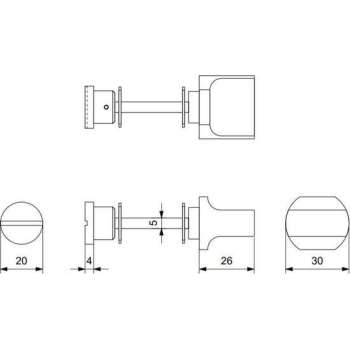 GPF Toiletstift 5mm voor schild grote knop