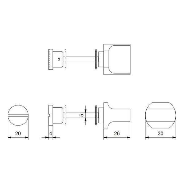 GPF Toiletstift 5mm voor schild grote knop