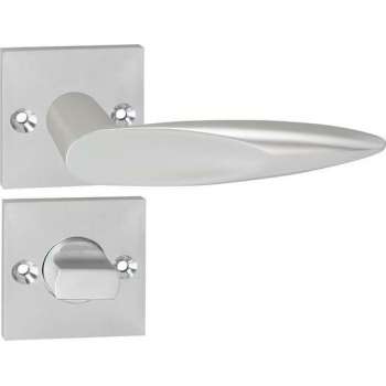 Impresso Sutton Deurklink – Deurbeslag – Vierkant – Rozet met Schroeven en Toiletsluiting – Aluminium
