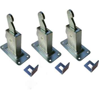 3x stuks deurvastzetter / deurvastzetters staal verzinkt wandmodel met opvangoog - 12 x 6 x 15 cm -montage aan wand
