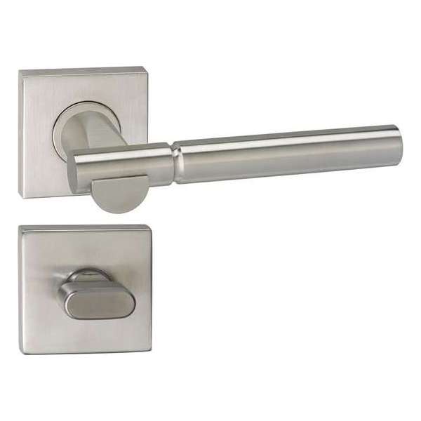 Impresso Bretton Deurklink – Deurbeslag – Vierkant – Rozet met Toiletsluiting – Zilver Impresso Bretton Deurklink – Deurbeslag – Vierkant – Rozet met Toiletsluiting – Zilver