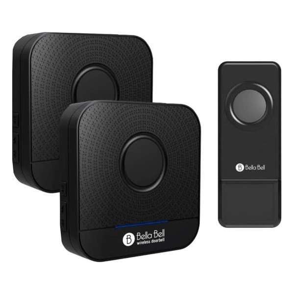 Bella Bell draadloze deurbel met twee ontvangers | Plug & Play | Zwart Bella Bell draadloze deurbel met twee ontvangers | Plug & Play | Zwart