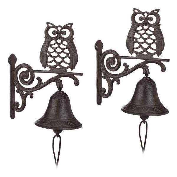 Relaxdays 2x deurbel gietijzer uil - tuinbel - wandbel - ijzer - vintage tuindecoratie Relaxdays 2x deurbel gietijzer uil - tuinbel - wandbel - ijzer - vintage tuindecoratie