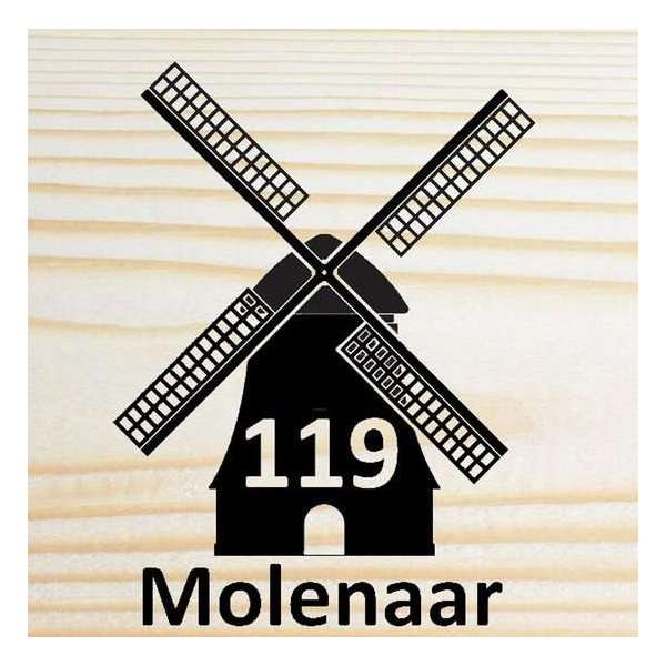 Van hout gemaakte naambord voordeur - 25x25cm - Molen Van hout gemaakte naambord voordeur - 25x25cm - Molen