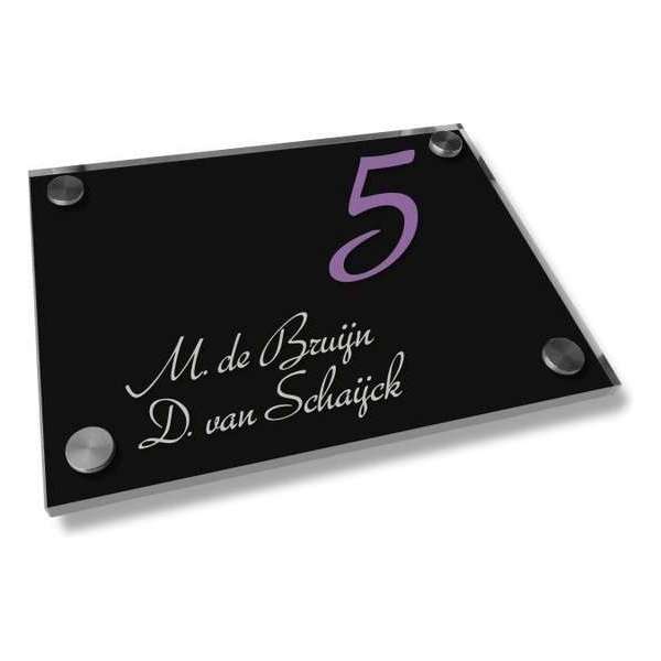 Naambordje voordeur een glashelder naambord zwart, 25x20cm Naambordje voordeur een glashelder naambord zwart, 25x20cm