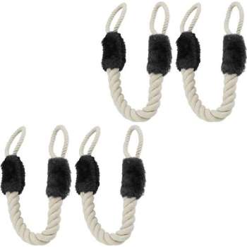 Relaxdays 4x Deurstopper deurklink - klembescherming - set - deurstop touw - deurklem
