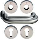 Hoppe deurgarnituur met cilinderrozetten s/g RVS - kruk/kruk - Sertos - E138/42H/42HKVS/f69