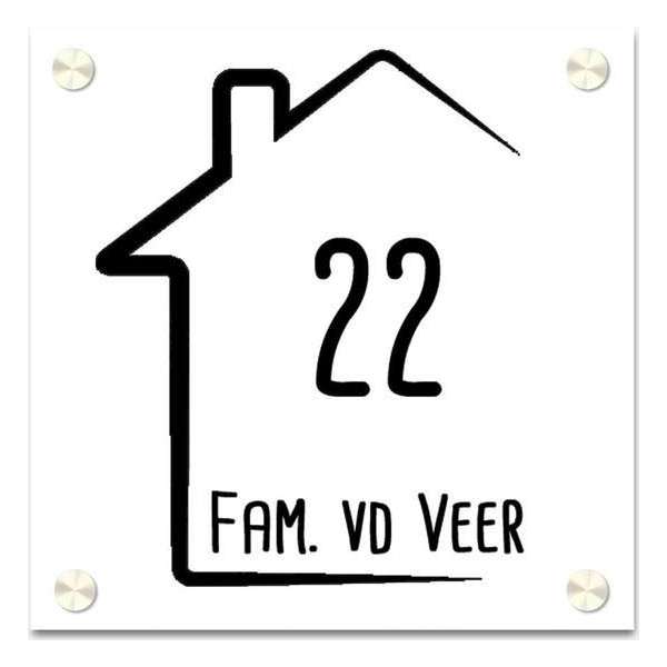 Naambordje vierkant half huisje wit Naambordje vierkant half huisje wit
