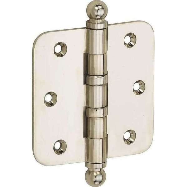 Kogellagerscharnier ronde hoek 89x89mm nikkel glans bol Kogellagerscharnier ronde hoek 89x89mm nikkel glans bol