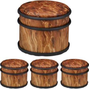 Relaxdays 4x deurstopper binnen - deurhouder roestvrij staal - deurbuffer - houtlook