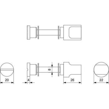 GPF Toiletstift 8mm voor schild normale knop