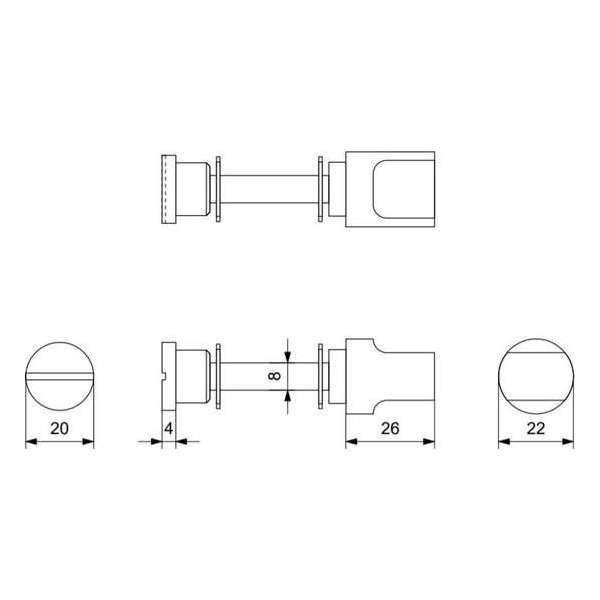GPF Toiletstift 8mm voor schild normale knop GPF Toiletstift 8mm voor schild normale knop
