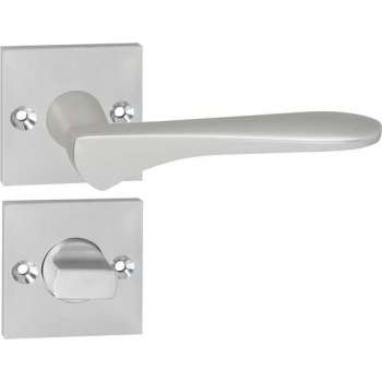 Impresso Watford Deurklink – Deurbeslag – Vierkant – Rozet met Schroeven en Toiletsluiting – Aluminium