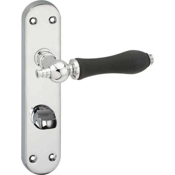 Impresso Bracknell Deurklink – Deurbeslag – Ovaal – Deurschild met Toiletsluiting – Deurkruk Zwart – Chroom Impresso Bracknell Deurklink – Deurbeslag – Ovaal – Deurschild met Toiletsluiting – Deurkruk Zwart – Chroom