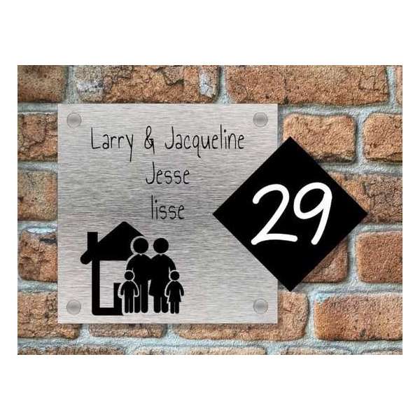 Naambordje voordeur huis familie Rvs look Naambordje voordeur huis familie Rvs look