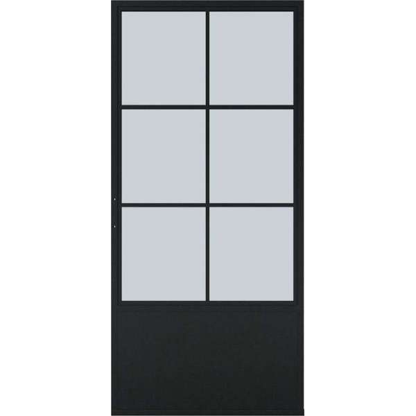 Barnwoodweb Schuifdeur staal en glas 6 vaks kickplate helder glas 100x235 | Inclusief schuifdeursysteem en deurgreep Barnwoodweb Schuifdeur staal en glas 6 vaks kickplate helder glas 100x235 | Inclusief schuifdeursysteem en deurgreep