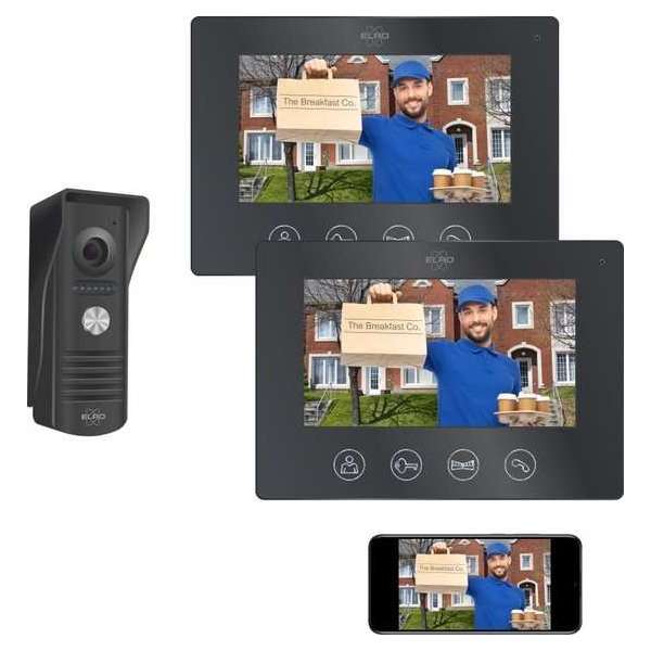 ELRO DV50 IP Wifi Deur Intercom - met 2x 7 inch kleurenscherm - Bekijken en communiceren via App ELRO DV50 IP Wifi Deur Intercom - met 2x 7 inch kleurenscherm - Bekijken en communiceren via App