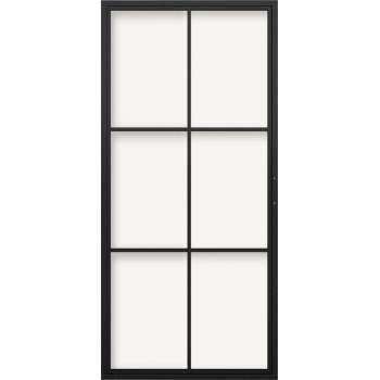 Barnwoodweb Schuifdeur staal en glas 6 vaks melkglas 100x235 | Inclusief schuifdeursysteem en deurgreep
