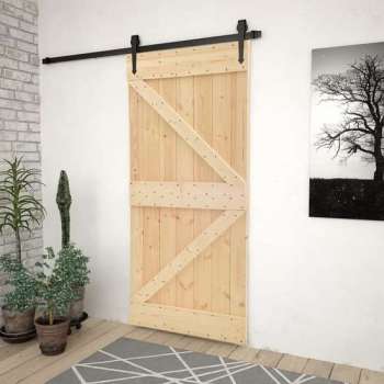 vidaXL Schuifdeur met beslag 90x210 cm massief grenenhout