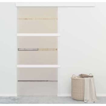 vidaXL Schuifdeur 102,5x205 cm ESG-glas en aluminium zilverkleurig