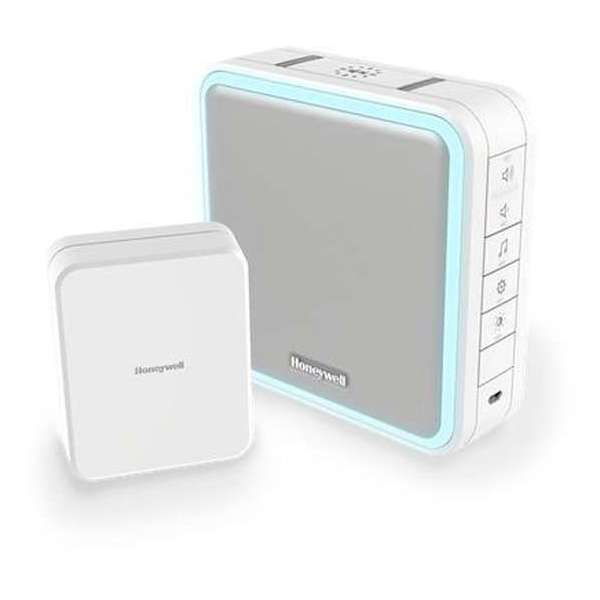 Elektrobert Honeywell DC915SCV draadloze draagbare deurbel met slaapstand en convertor 8 melodieën 84 dB 200 meter wit Elektrobert Honeywell DC915SCV draadloze draagbare deurbel met slaapstand en convertor 8 melodieën 84 dB 200 meter wit