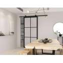 Barnwoodweb Schuifdeur staal en glas 6 vaks melkglas 100x215 | Inclusief schuifdeursysteem en deurgreep