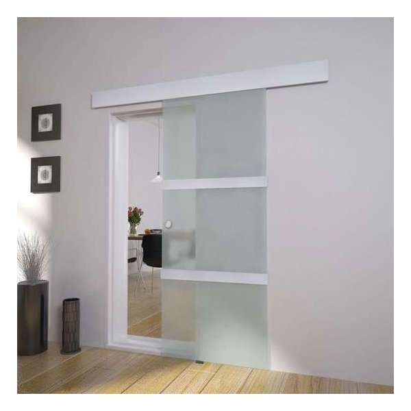 Schuifdeur 178 cm glas en aluminium zilverkleurig Schuifdeur 178 cm glas en aluminium zilverkleurig