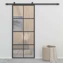 vidaXL Schuifdeur 90x205 cm aluminium en ESG-glas zwart