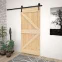vidaXL Schuifdeur met beslag 90x210 cm massief grenenhout
