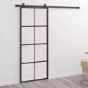 vidaXL Schuifdeur 76x205 cm aluminium en ESG-glas zwart