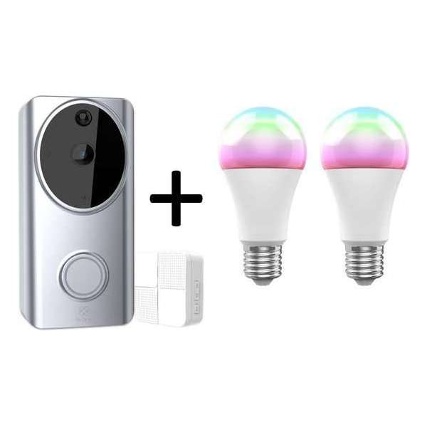 WOOX R4957 Smart Video Deurbel + 2x Woox Smart R9074 Wifi LED lamp WOOX R4957 Smart Video Deurbel + 2x Woox Smart R9074 Wifi LED lamp