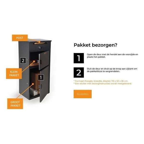 HOMELOCKER zwart 110 x 50 x 36 cm pakketbrievenbus -RVS - grote en meerdere pakketten per dag - 3 in 1 - HOMELOCKER zwart 110 x 50 x 36 cm pakketbrievenbus -RVS - grote en meerdere pakketten per dag - 3 in 1 -