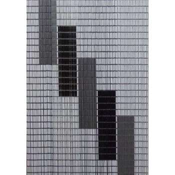 Vliegengordijnenexpert Hulzen - Vliegengordijn - 90x210 cm - Wit, Zilver En Zwarte Blokken