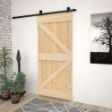 vidaXL Schuifdeur met beslag 90x210 cm massief grenenhout