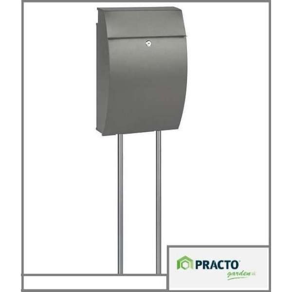 Brievenbus Vancouver Grijs met 2 palen mat roestvrij staal inox Brievenbus Vancouver Grijs met 2 palen mat roestvrij staal inox