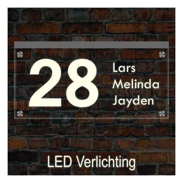 Naambord met LED verlichting 30x15 cm – Zelf ontwerpen – 1 Jaar Garantie – Modern Naambord