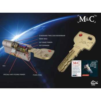 M&C Condor cilinderslot met Knop Recht 32x32 mm - SKG*** - Politiekeurmerk Veilig Wonen