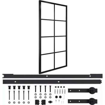 vidaXL Schuifdeur met hardware 102,5x205 cm aluminium en ESG-glas