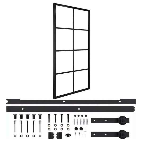 vidaXL Schuifdeur met hardware 102,5x205 cm aluminium en ESG-glas
