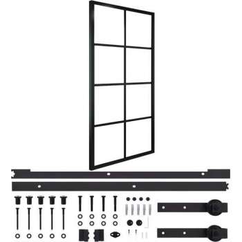 vidaXL Schuifdeur met hardware 102,5x205 cm aluminium en ESG-glas