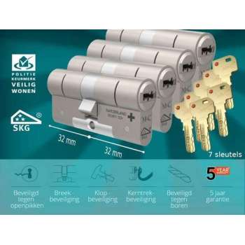 M&C Condor - Cilinderslot - SKG*** - 4 STUKS Gelijksluitend - 32x32 mm - Politiekeurmerk Veilig Wonen