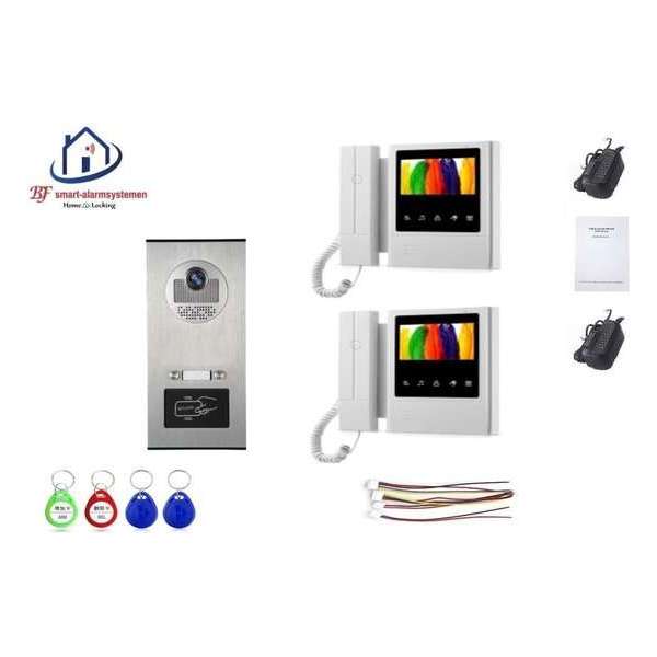 Home-Locking complete deur video videofoon 4 draads met 2 binnen schermen en ID-kaart.DT-1453-1-2 Home-Locking complete deur video videofoon 4 draads met 2 binnen schermen en ID-kaart.DT-1453-1-2