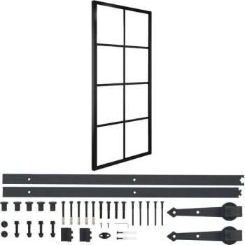 vidaXL Schuifdeur met hardware 76x205 cm aluminium en ESG-glas