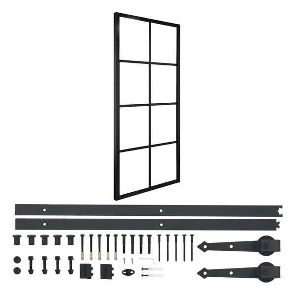 vidaXL Schuifdeur met hardware 76x205 cm aluminium en ESG-glas
