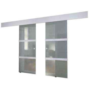 Dubbele schuifdeur - Aluminium en roestvrij staal - Glas - 205 x 75 cm