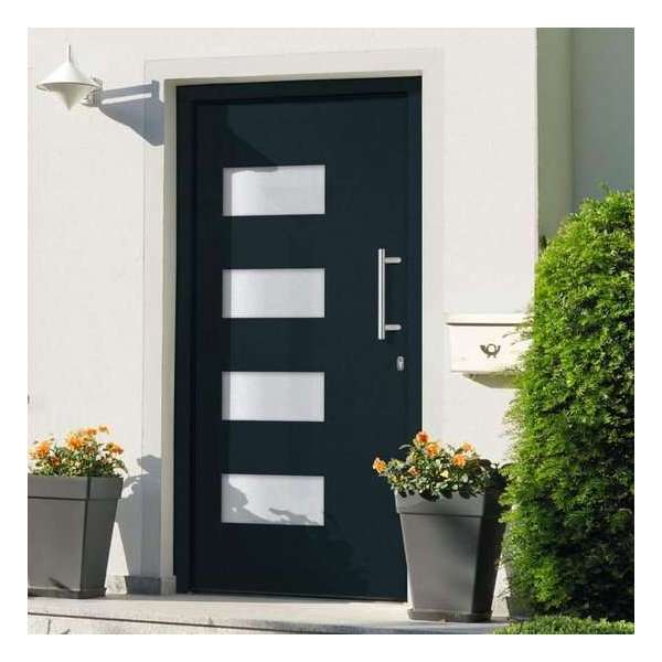 vidaXL Voordeur 110x210 cm aluminium en PVC antraciet vidaXL Voordeur 110x210 cm aluminium en PVC antraciet