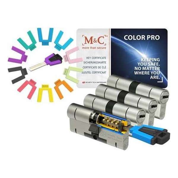 M&C Color PRO set van 4 cilinders 32/32 en 7 sleutels SKG3 M&C Color PRO set van 4 cilinders 32/32 en 7 sleutels SKG3